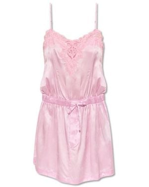Balenciaga Lace-Trim Spaghetti Strap Mini Dress - Pink