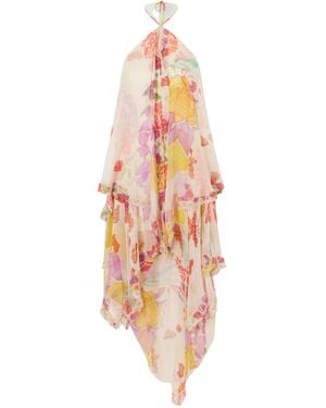 Donde Esteban Asymmetrical Maxi Dress With Ruffle Trim - Pink