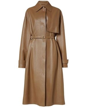 Fendi Belted Midi Trench Coat - Brown