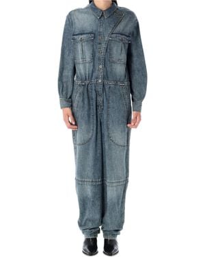 Isabel Marant Buttoned Denim Jumpsuit - Blue