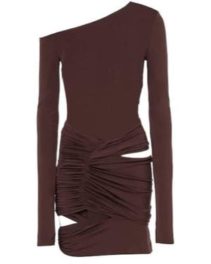 Nensi Dojaka Asymmetric Cutout Minidress - Purple