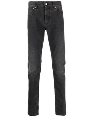 McQueen Graffiti Logo Embroidered Jeans - Black