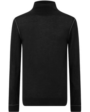 BOSS Solid Color Minimalist Knit Sweater - Black