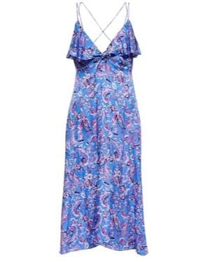 Isabel Marant Paysa Printed Silk-Blend Midi Dress - Blue