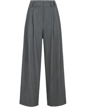 Brunello Cucinelli Tropical Luxury Wool Tailored Trousers With Monili - Grey