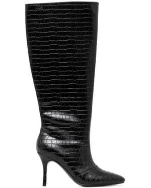 Liu Jo 95Mm Crocodille-Effect Boots - Black