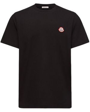 Moncler Logo Cotton Jersey T-Shirt - Black