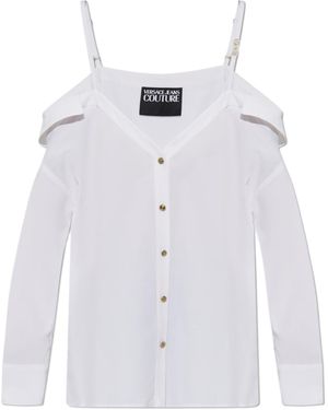 Versace Jeans Couture Couture Off-Shoulder Long-Sleeved Shirt - Blue