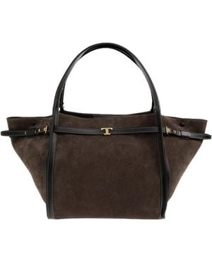Tod's T Timeless Belt-Detail Tote Bag - Black