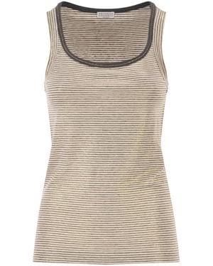 Brunello Cucinelli Striped Tank Top - Natural