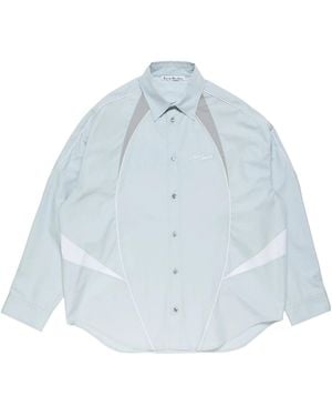 Acne Studios Embroidered Logo Button-Up Shirt - Blue