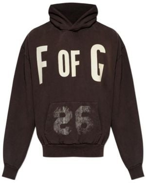 Fear Of God Logo Print Hoodie - Grey
