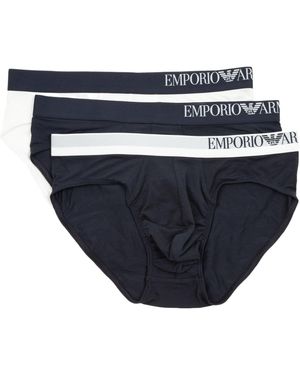 Emporio Armani Elastic Waist Briefs Trousers 3-Piece Set - Blue
