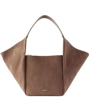 Aquazzura Voltaire Leather-Trimmed Suede Tote - Brown