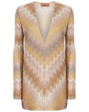 Missoni Ombre Lurex Long-Sleeve Mini Dress - Natural