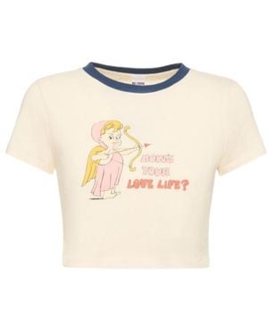 RE/DONE Round-Neck Printed T-Shirt - Natural