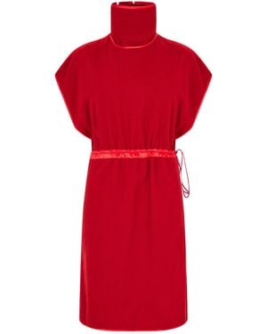 Gucci Turtleneck Capsleeve Mini Dress - Red