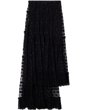 Dries Van Noten Sunia Embroidered Cotton-Blend Mesh Maxi Skirt - Black