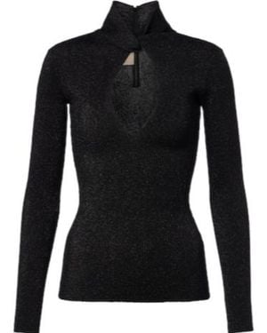 Valentino Cut-Out Lamé Sweater - Black