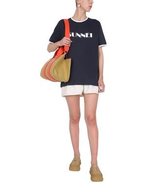 Sunnei Logo Patch Shorts - Blue