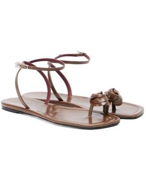 Magda Butrym Floral-Appliqué Leather Sandals - Pink