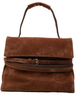 Moschino Belt-Detail Suede Tote Bag - Brown