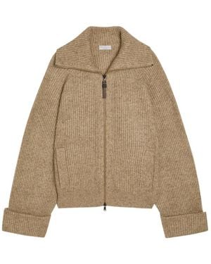 Brunello Cucinelli Metallic-Knit Cashmere-Blend Cardigan - Natural