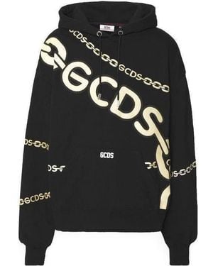 Gcds Logo Printed Drawstring Hoodie - Black