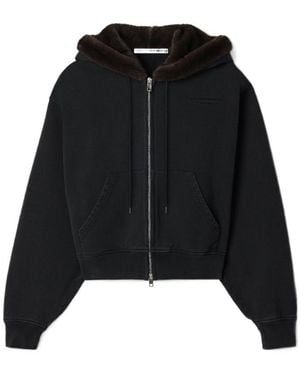 Alexander Wang Zip-Up Hoodie W/ Faux Fur Hood - Black