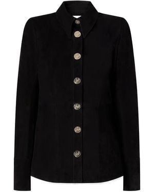 Galvan London Solid Colour Suede Jacket - Black