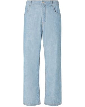 Fendi Straight-Leg Long Jeans - Blue
