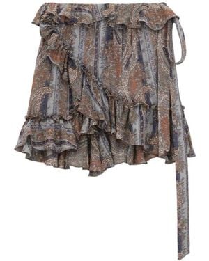 Saint Laurent Jupe Ruffled Skirt - Gray