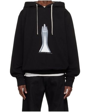 Rick Owens Oversized Printed Hoodie - Black