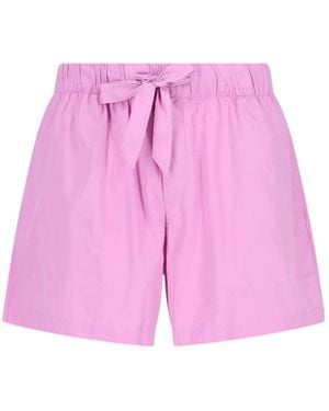 Tekla High-Waist Drawstring Poplin Shorts - Pink