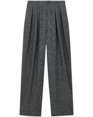 Emporio Armani Pleated Check Flannel Pants Signature Capsule - Gray