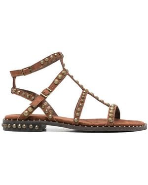 Ash Nailed Flat Sandals - Brown