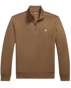 Ralph Lauren Pony Quarter-Zip Sweatshirt - Brown