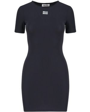 Miu Miu Stretch Jersey Minidress - Blue