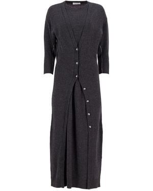 Rabanne Layered Knitted Midi Dress - Black