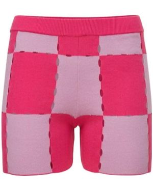 Jacquemus Checked Knitted Shorts - Pink