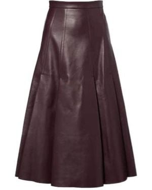 Emilia Wickstead Kensie High-Rise Leather Midi Skirt - Purple
