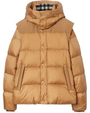 Burberry Long Sleeved Hooded Padded Jacket - Brown