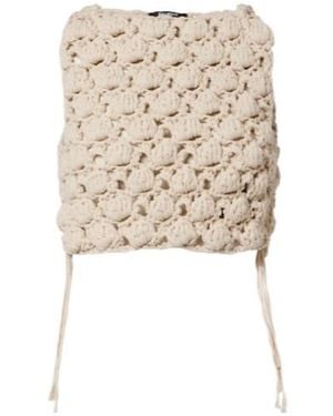 Balmain Crochet Cotton Crop Top - Natural