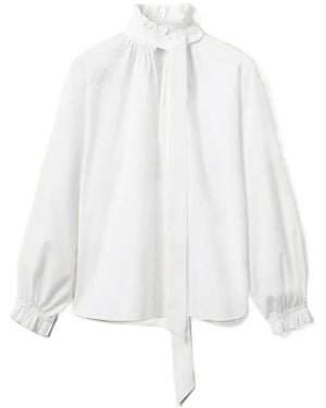 La DoubleJ Tie-Neck Cotton Blouse - White