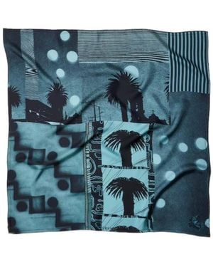 Versace Printed Silk Twill Scarf 90 Cm - Blue