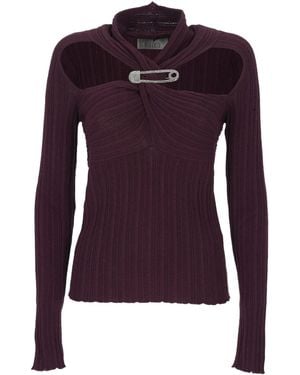 GIUSEPPE DI MORABITO Safety Pin Knit Top - Purple