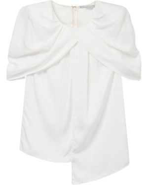 Stella McCartney Draped Shoulder Asymmetric Satin Top - White