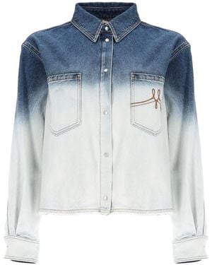 Marni Gradient Cropped Denim Jacket - Blue