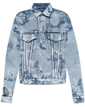Off-White c/o Virgil Abloh Cut-Out Long-Sleeved Denim Jacket - Blue