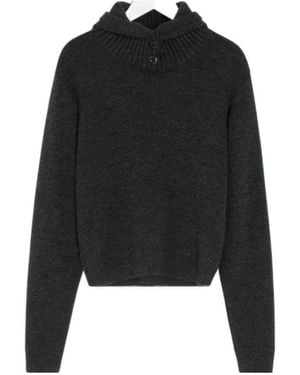 Lemaire Ribbed Hooded Jumper - Black